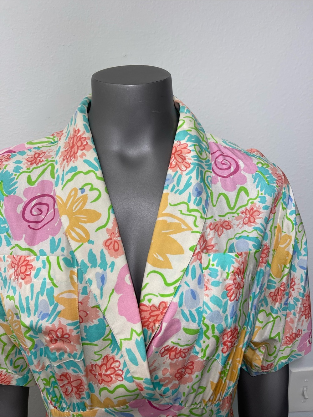 Jerry Regenbogen Dress 14 100% Pure Silk White Midi Floral Watercolor 80’s 90’s - Picture 4 of 16